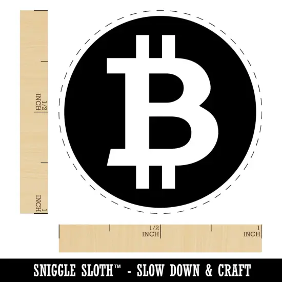 Bitcoin Symbol Inverted on Dark Background Cryptocurrency Money Self-Inking Rubber Stamp for Stamping Crafting Planners Blue {1}