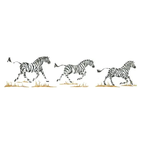 Running Zebras Wall Stencil Border | 2900 by Designer Stencils | Animal & Nature Stencils | Reusable Art Craft Stencils for Painting on Walls, Canvas, Wood | Reusable Plastic Paint Stencil for Home Makeover | Easy to Use & Clean {1}