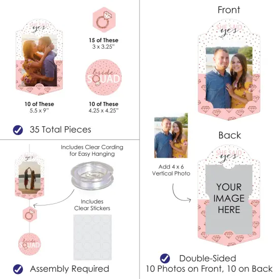 Big Dot of Happiness Bride Squad - Rose Gold Bridal Shower or Bachelorette Party Vertical Photo Garland 35 Pieces {4}