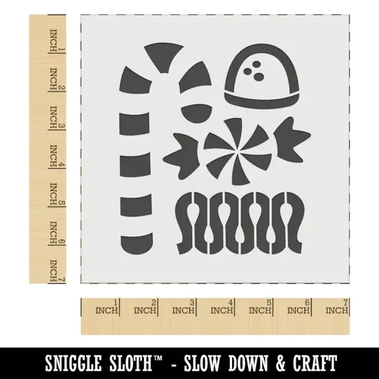 Christmas Candy Peppermint Ribbon Cane Gumdrop Wall Cookie DIY Craft Reusable Stencil {1}