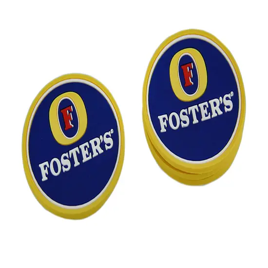 Set of 4 Fosters Lager Rubber Coasters Mini Beverage Mats {3}
