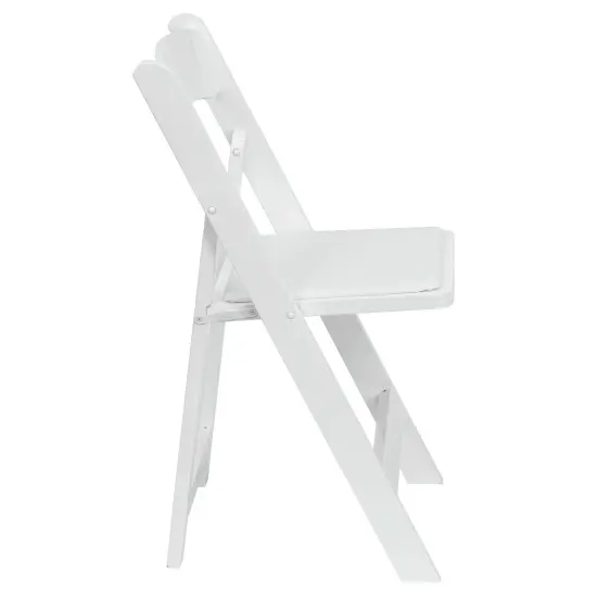 Emma and Oliver 2 Pack Wedding Party Event Wood Folding Chair with Vinyl Padded Seat White {5}
