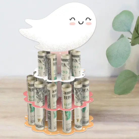 Big Dot of Happiness Pastel Halloween - DIY Pink Pumpkin Party Money Holder Gift - Cash Cake {1}