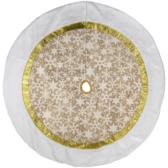 Northlight 48" White and Gold Snowflake Christmas Tree Skirt {3}