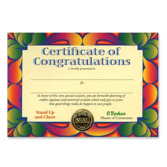 Certificate Of Congratulations (Pack of 6) {1}