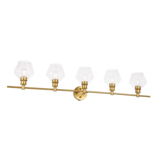 Gene 5 light Brass and Clear glass Wall sconce {4}