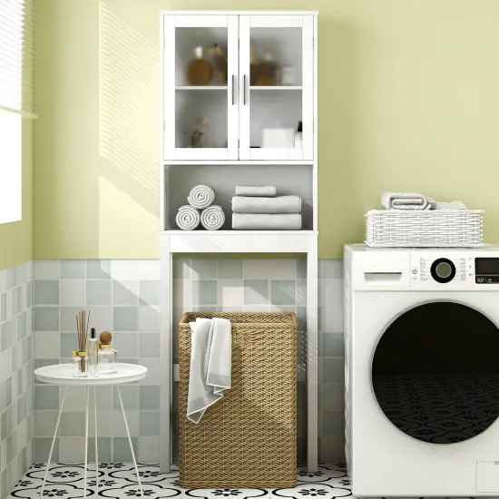 White Freestanding Bathroom Tower Storage Cabinet Organizer {3}