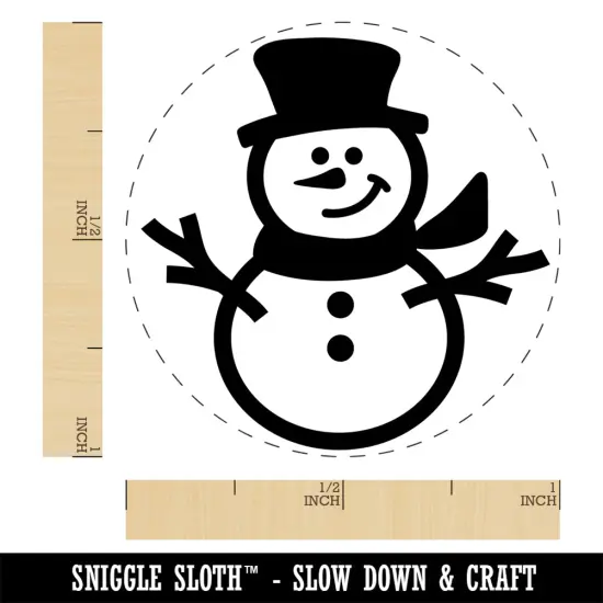 Smiling Snowman Winter Christmas Self-Inking Rubber Stamp Ink Stamper for Stamping Crafting Planners Fuchsia {1}
