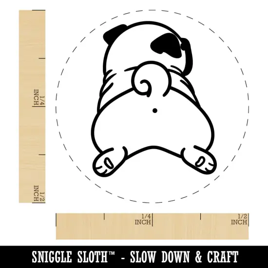Pug from Behind Butt Dog Self-Inking Rubber Stamp for Stamping Crafting Planners Brown {1}