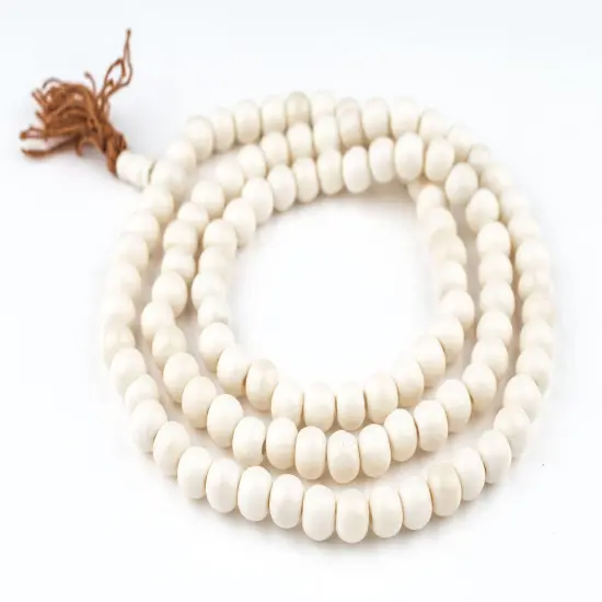 The Bead Chest 108 10mm White Bone Mala Beads - Handmade Fair Trade Nepal Prayer Rosary Beads Necklace for Mediation, Yoga, Jewelry Making, Crafts {3}