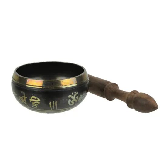 Antiqued Brass Tibetan Meditation Singing Bowl With Wooden Mallet 4 Inch {3}