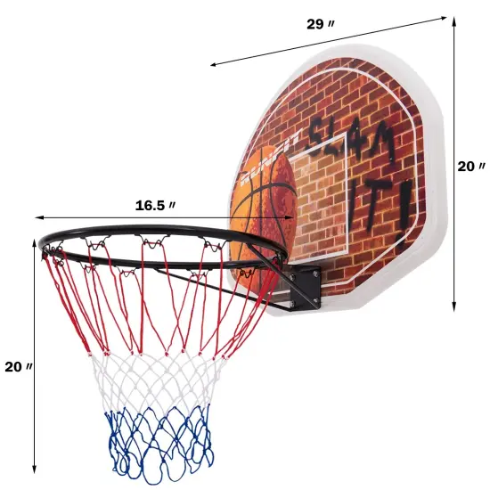 Wall Mounted Fan Backboard with Basketball Hoop and 2 Nets {5}