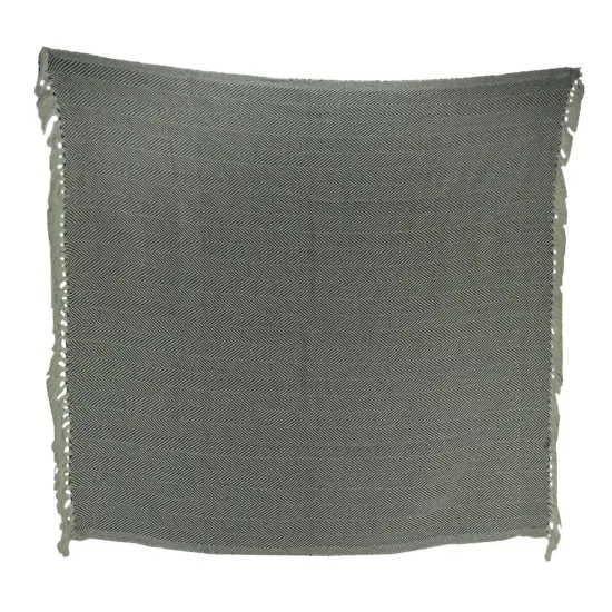 2-Tone Cotton Zig Zag Striped Fringed Throw Blanket {1}