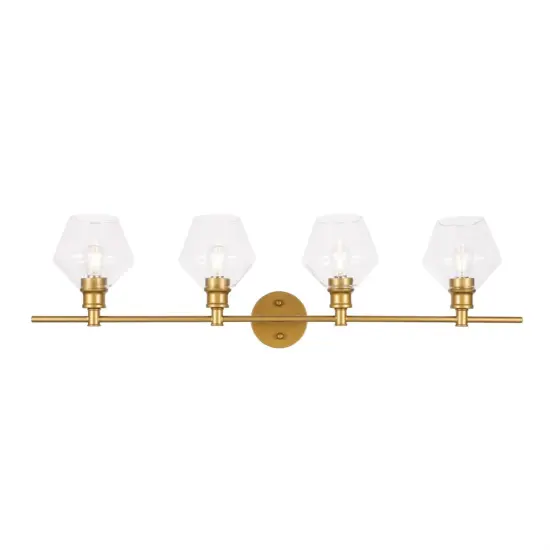 Gene 4 light Brass and Clear glass Wall sconce {1}