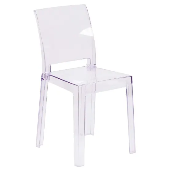 Emma and Oliver Ghost Chair with Square Back Transparent Crystal {1}