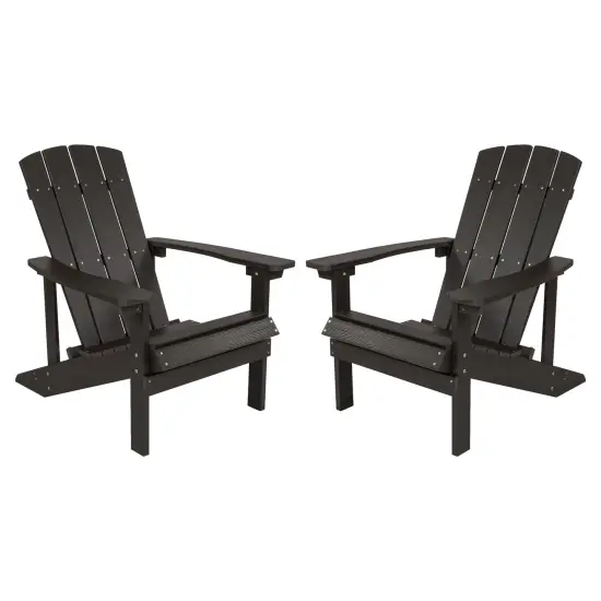 Emma and Oliver 2 Pack Outdoor All-Weather Poly Resin Wood Adirondack Chairs Red {6}