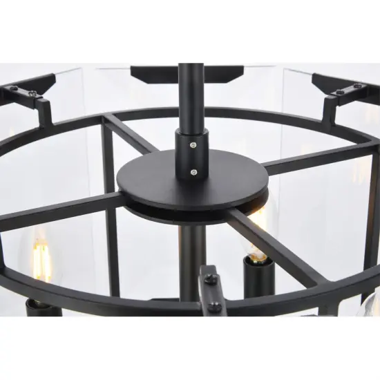 Monaco 4 light Flat Black (Matte) Pendant Clear Glass Crystal {4}