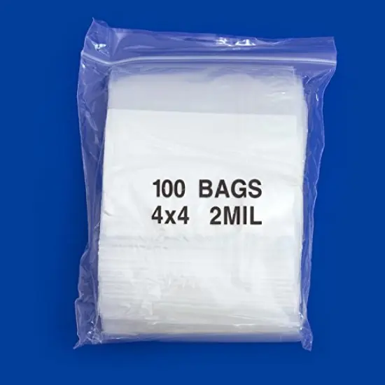 Clear Plastic Reclosable Zipper Bags 4x4 W/White Block (Package of 100) {3}