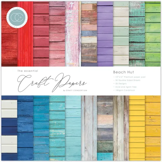 Craft Consortium Double-Sided Paper Pad 12"X12" 30/Pkg-Beach Hut, 20 Designs {1}