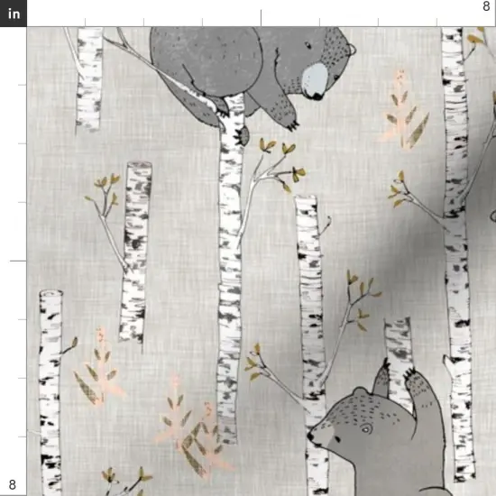 Various Fabrics by the Yard or Fat Quarter Baby Bear Woodland Forest Neutral Earth Tone Whimsical Bears Custom Printed Fabric by Spoonflower {4}