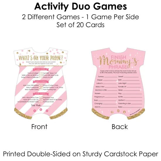 Big Dot of Happiness Little Princess Crown - 2-in-1 Pink and Gold Princess Baby Shower Cards - Activity Duo Games - Set of 20 {6}
