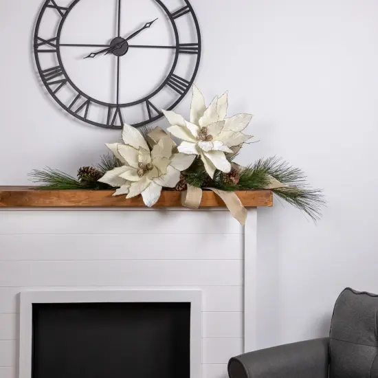 Northlight 24" Cream Poinsettia Christmas Stem Spray Ivory {4}