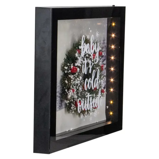 Northlight LED Lighted Framed 3D "Baby It's Cold Outside" Christmas Wall Art - 14" - Black {4}