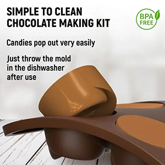 6 Pieces Chocolate Molds Silicone Set - Free Recipes Ebook - Food Grade Candy Molds Silicone - Easy to Use Non-Stick Silicone Molds for Candy {5}