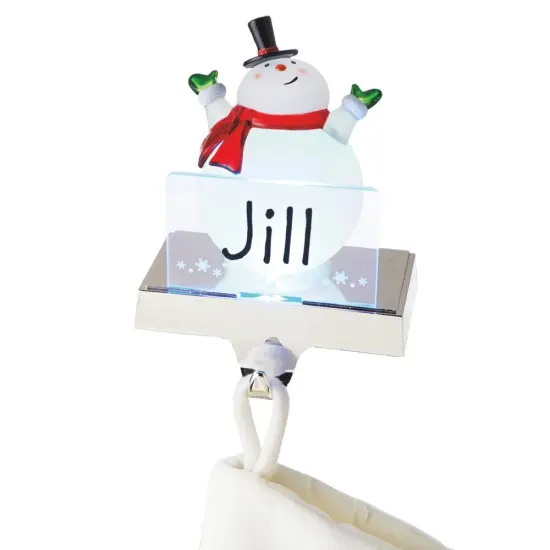 Midwest 6.75" White and Red LED Lighted Frosted Snowman Christmas Stocking Holder Foralization {1}