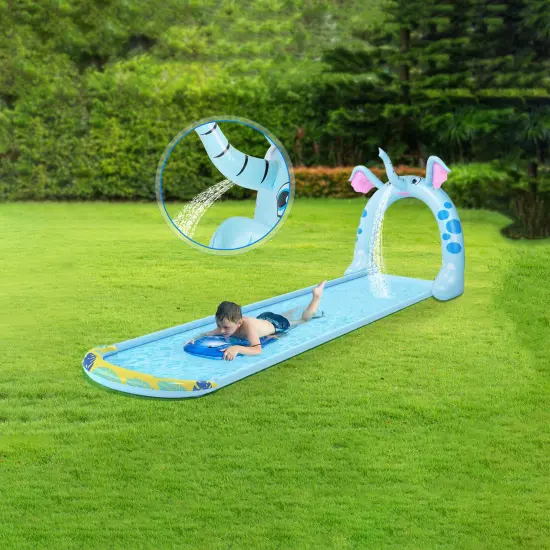 Pool Central 16' Inflatable Elephant Arch Sprayer Slide Outdoor Kids Water Toy Blue {3}
