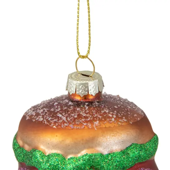 Northlight 2.25" Brown, Green, and Red Glass Hamburger Christmas Ornament {5}