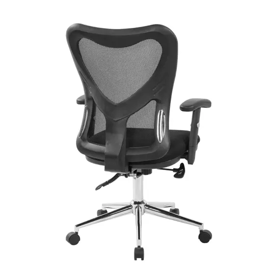 Techni Office Solutions 3' Black and Metallic Silver High Back Mesh Office Chair With Chrome Base {4}
