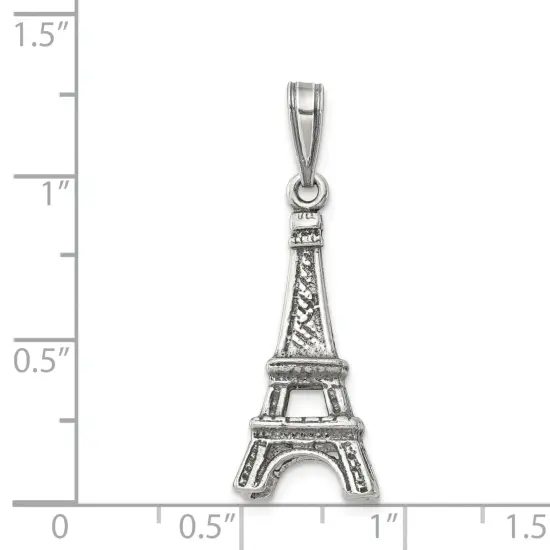 Sterling Silver Eiffel Tower Pendant Charm Paris France Jewerly 29mm x 11mm {2}