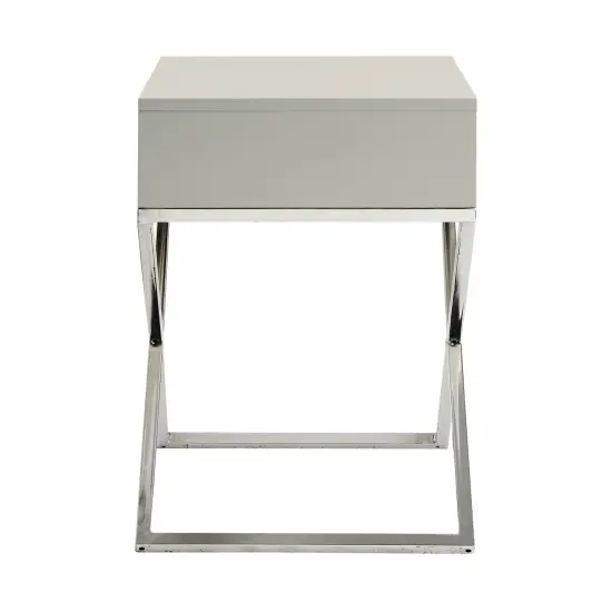 Laila Modern Square Lacquered Metal X-Leg Side/Accent Table/ Nightstand Light Grey/Chrome {4}