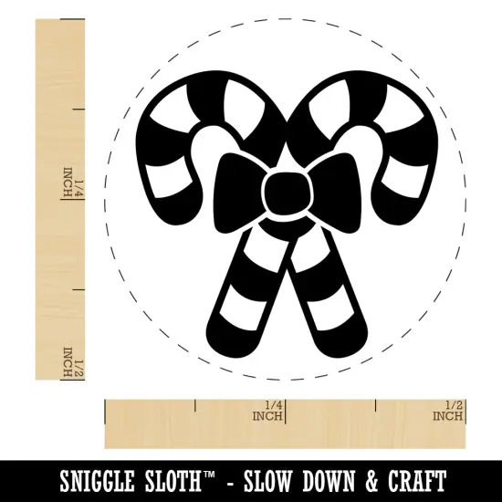 Candy Canes with Bow Christmas Self-Inking Rubber Stamp for Stamping Crafting Planners UV {1}