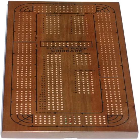 WE Games Classic Solid Wood, 4 Track Cribbage Board {8}