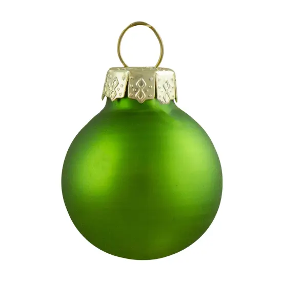 Northlight 24ct Kiwi Green 2-Finish Glass Ball Christmas Ornaments 1" (25mm) {5}