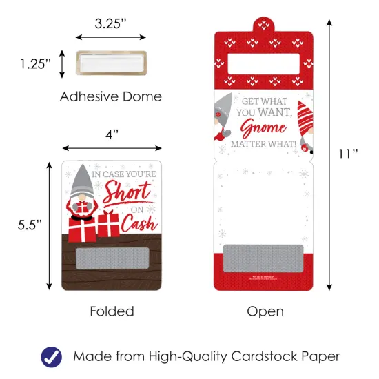 Big Dot of Happiness Christmas Gnomes - DIY Assorted Holiday Party Cash Holder Gift - Funny Money Cards - Set of 6 {6}