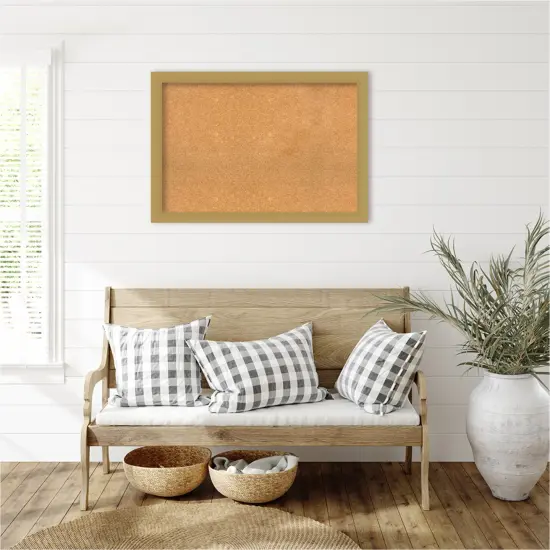 Grace Brushed Gold Framed Corkboard, Natural Cork {6}
