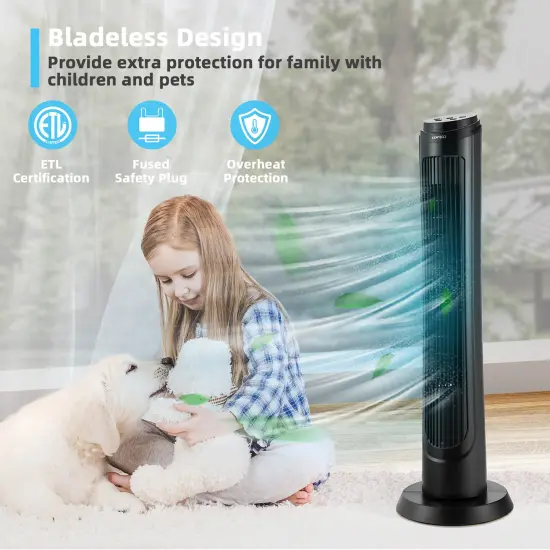 Costway 40''Tower Fan with Remote 75 Degree Oscillating Fan w/ 3 Wind Modes & 4 Wind Speeds {2}