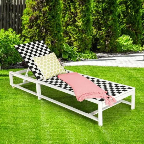 Patio Adjustable Reclining Chair Lounge Chair Chaise for Garden Deck Wheel {2}