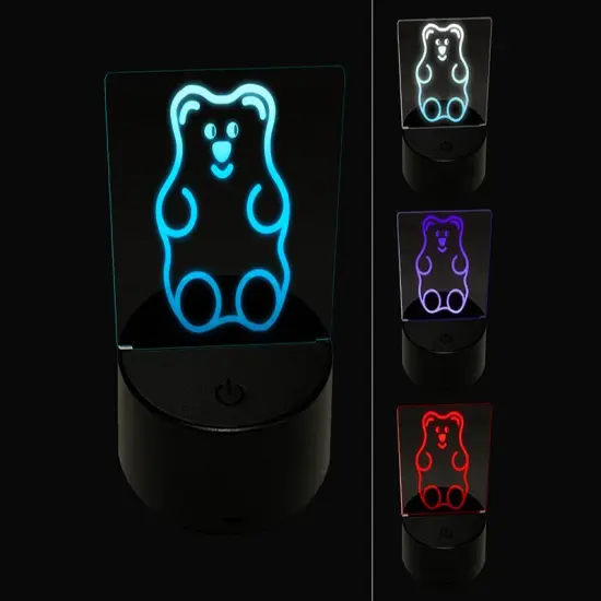 Gummi Bear Candy 3D Illusion LED Night Light Sign Nightstand Desk Lamp {1}