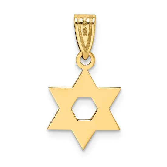 14K Yellow Gold Star of David Pendant Charm Jewelry 18mm x 11mm {3}