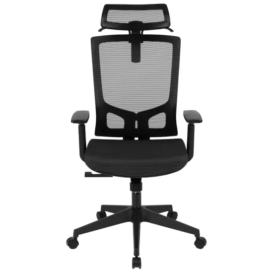 Emma and Oliver Ergonomic Mesh Office Chair-Synchro-Tilt, Pivot Headrest, Adjustable Arms Black {3}