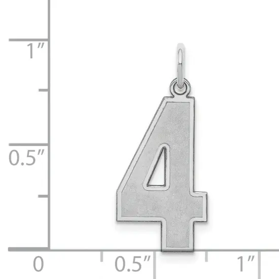 Sterling Silver Large Satin Number 4 Charm Pendant Jewerly 25mm x 11mm {4}