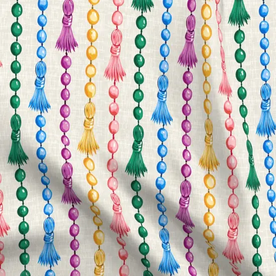 Various Fabrics by the Yard or Fat Quarter Mardi Gras Colorful Stripes Beads Painted Custom Printed Fabric by Spoonflower {5}