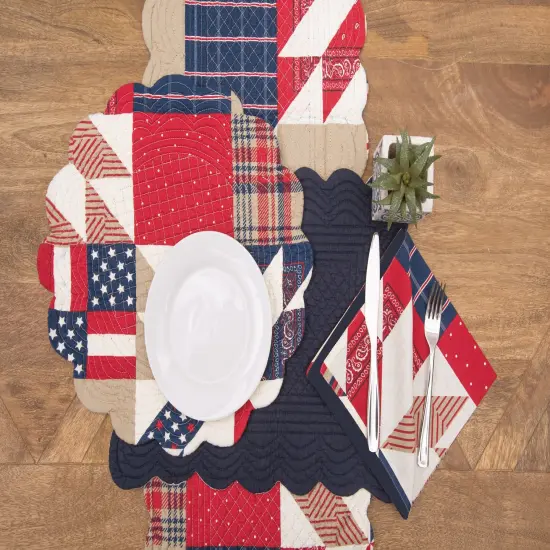 Levi Blue Patriotic 4th of July Reversible Cloth Napkin Set of 6 {5}