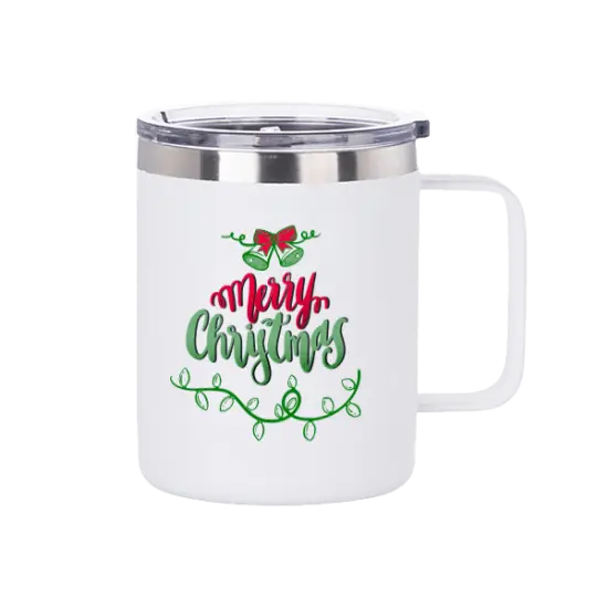 Engraving Coffee Cup, 10 oz with Lid and Handle (White) {3}