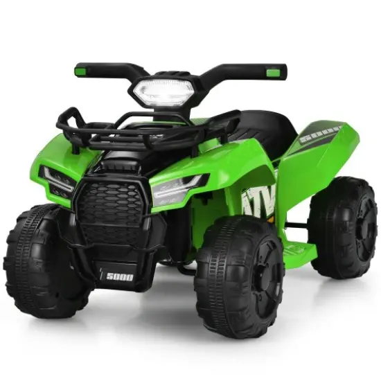 Multi-Functional 6V Kids Electric Ride On Car with LED Head Light and Charging Hole Green {1}