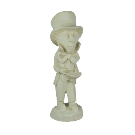 Mad Hatter Alice in Wonderland Antiqued White Finish Solid Cement Statue 19 Inch {1}
